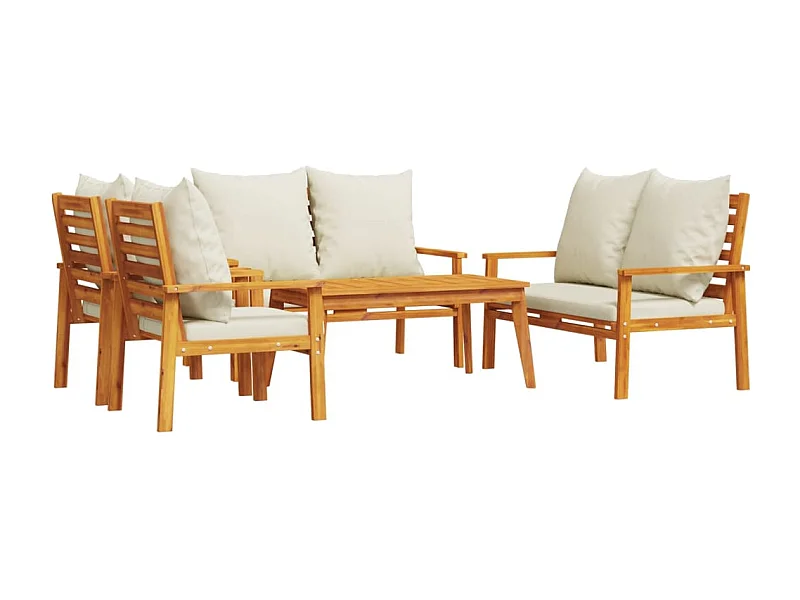 Salon de jardin avec coussins 5 pcs Bois d'acacia solide