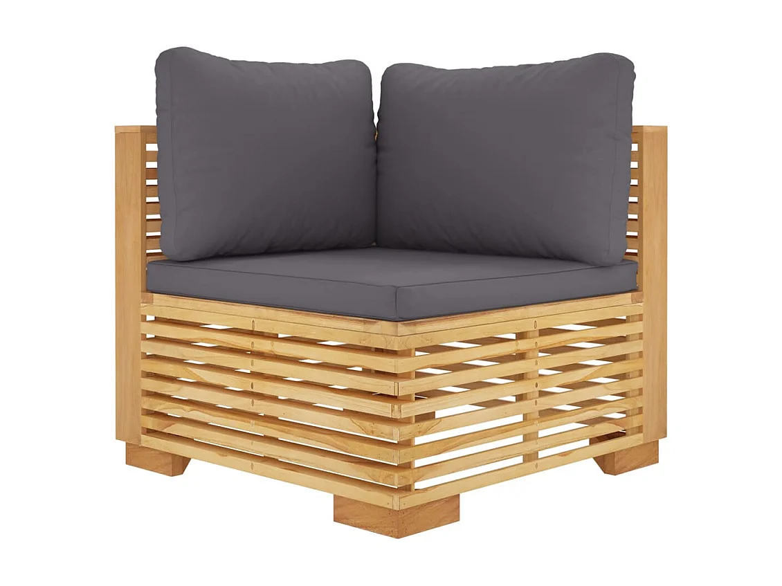 Salon de jardin 10 pcs avec coussins Bois de teck solide