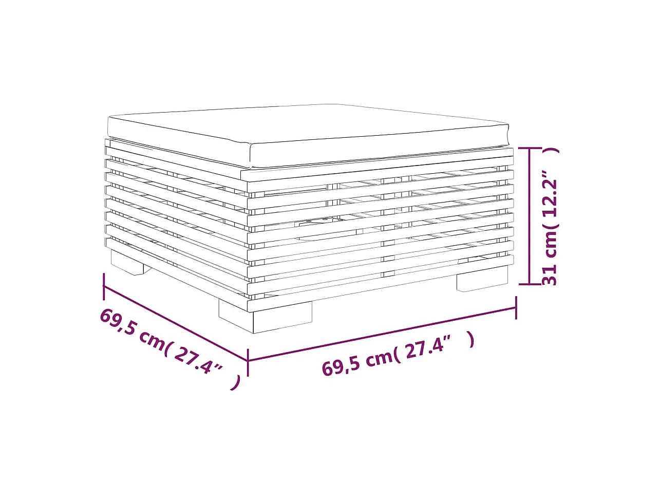 Salon de jardin 10 pcs avec coussins Bois de teck solide