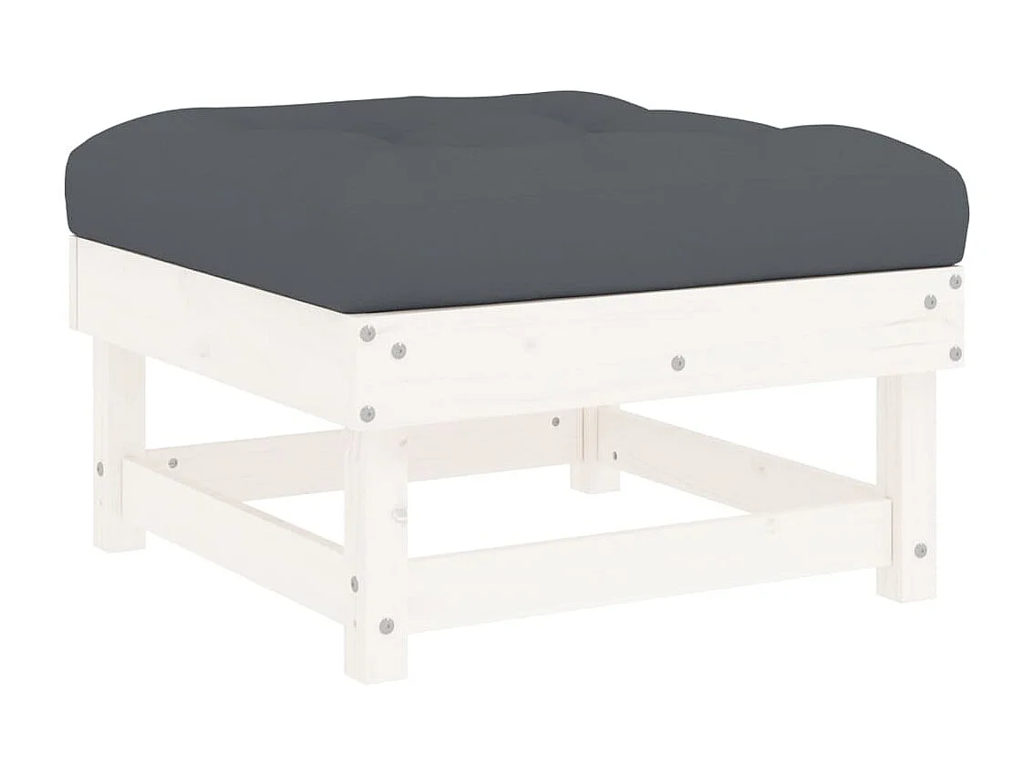 Salon de jardin 6 pcs avec coussins blanc bois massif