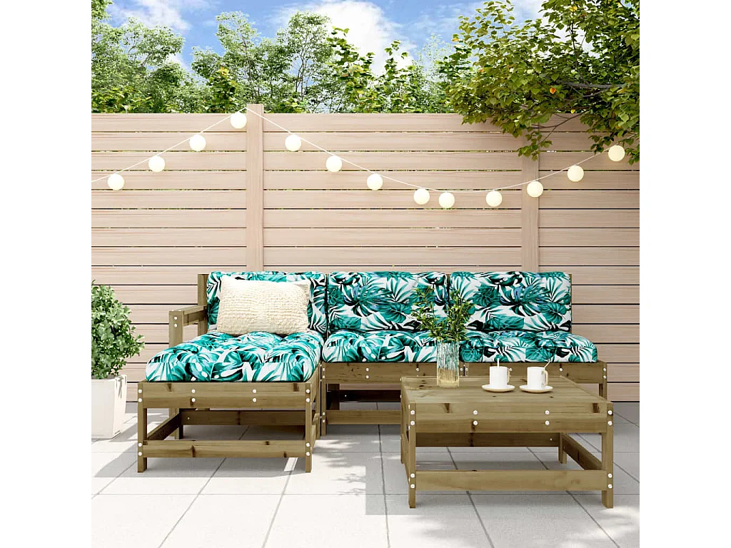 Salon de jardin 5 pcs bois de pin imprégné