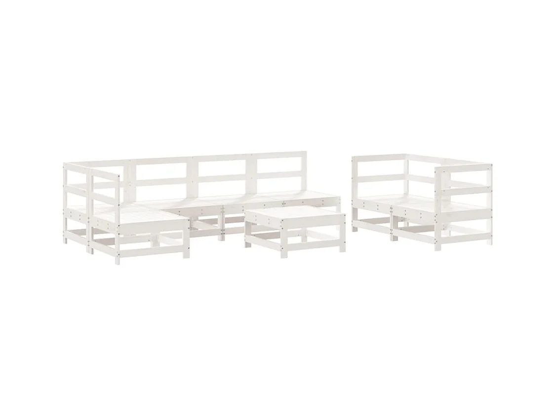 Salon de jardin 8 pcs Blanc Bois de pin massif