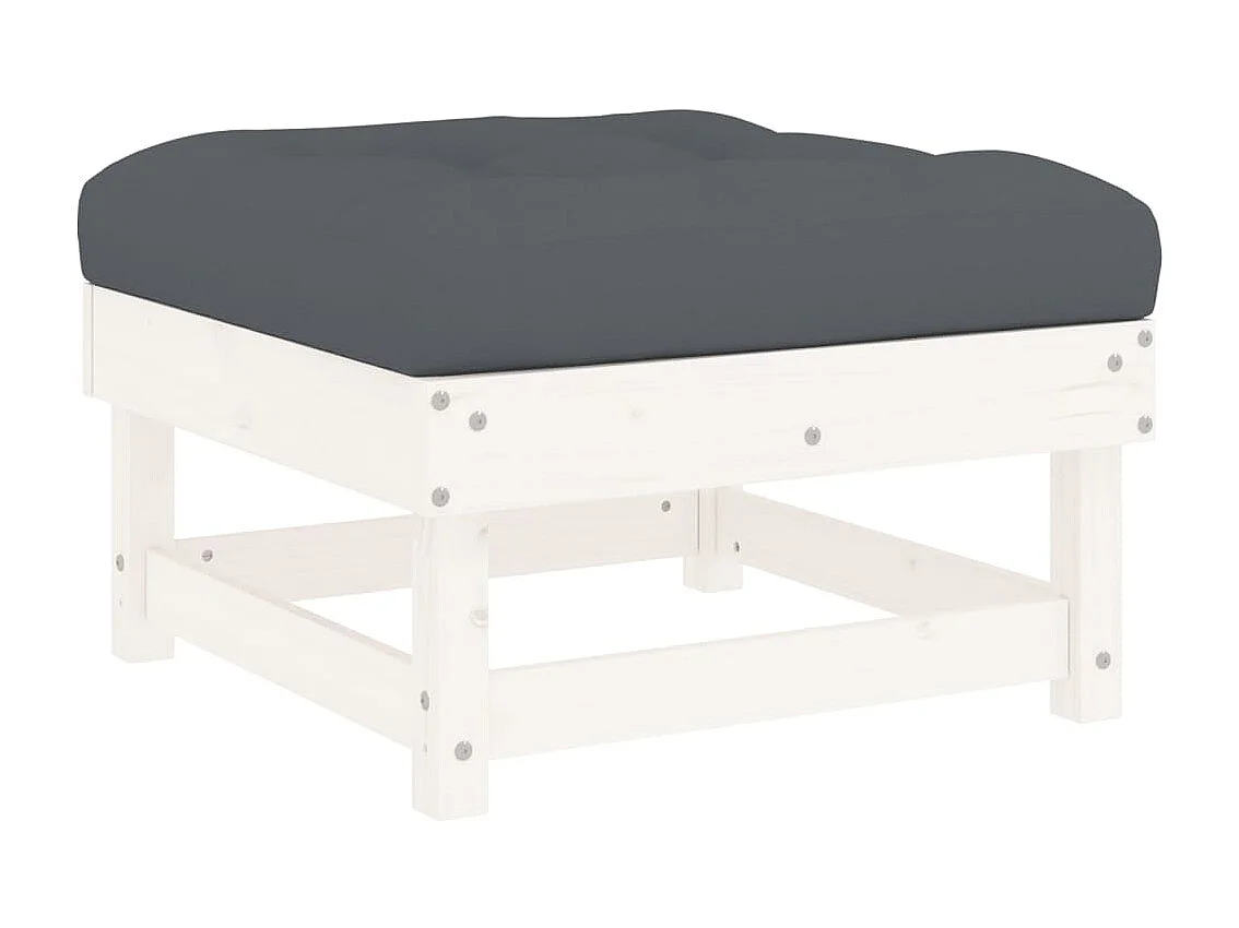 Salon de jardin 7 pcs avec coussins blanc bois massif