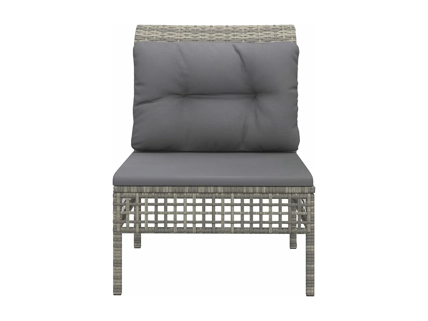 Canapé central de jardin avec coussin Gris Résine tressée