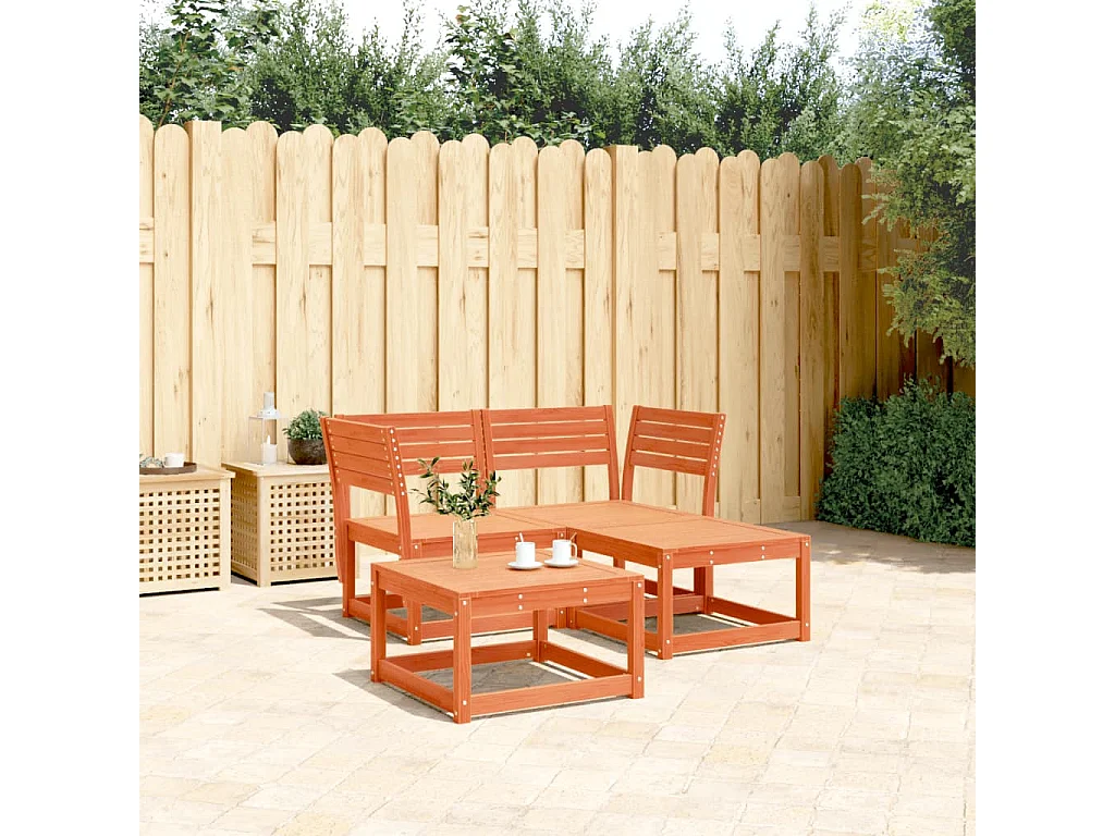 Salon de jardin 3 pcs marron bois de pin massif