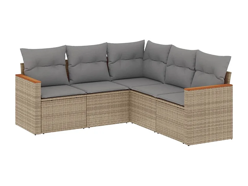 Salon de jardin avec coussins 5 pcs beige résine tressée