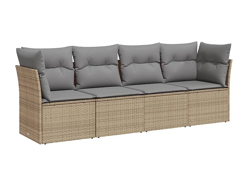 Salon de jardin avec coussins 4 pcs beige résine tressée