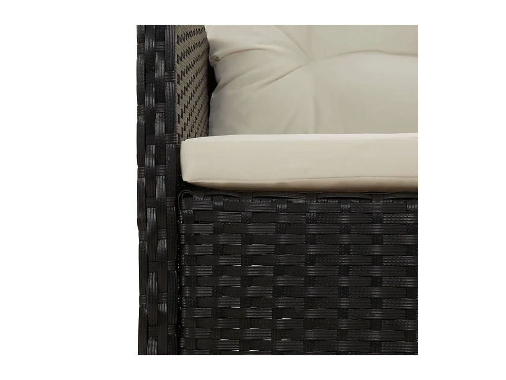 5-delige Loungeset met kussens poly rattan zwart