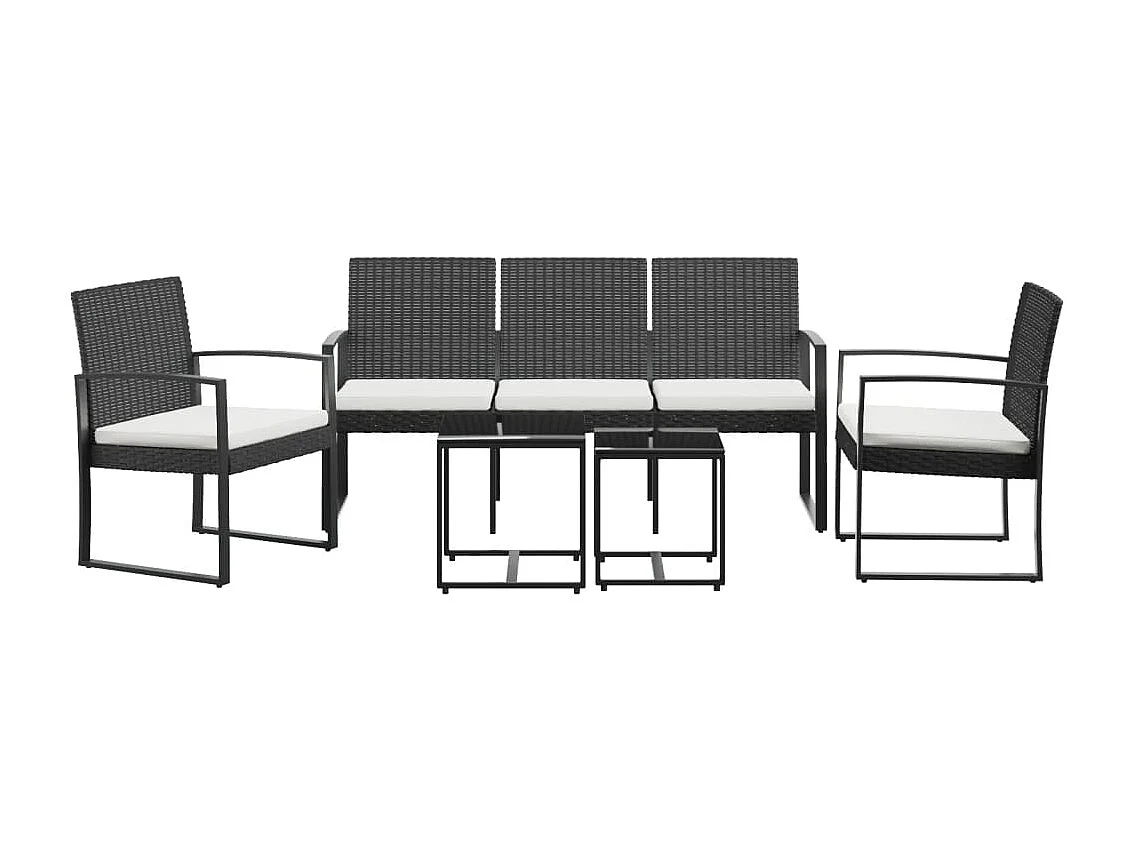 Ensemble à manger de jardin avec coussins 5 pcs noir rotin PP