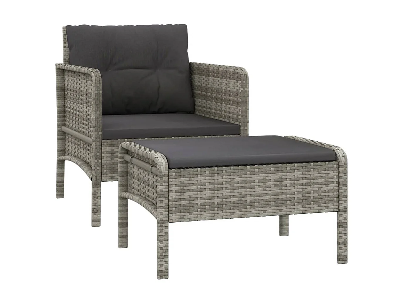 Salon de jardin 2 pcs avec coussins Gris Résine tressée