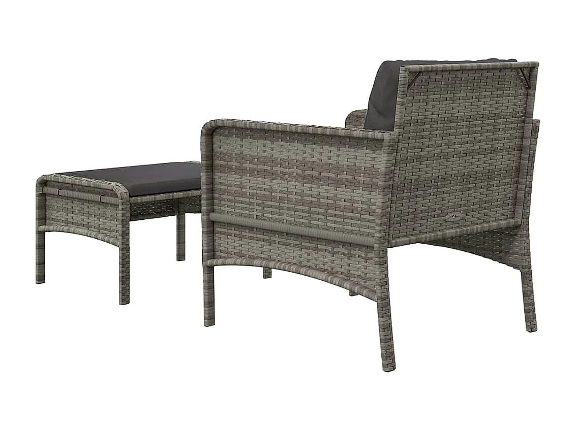 Salon de jardin 2 pcs avec coussins Gris Résine tressée