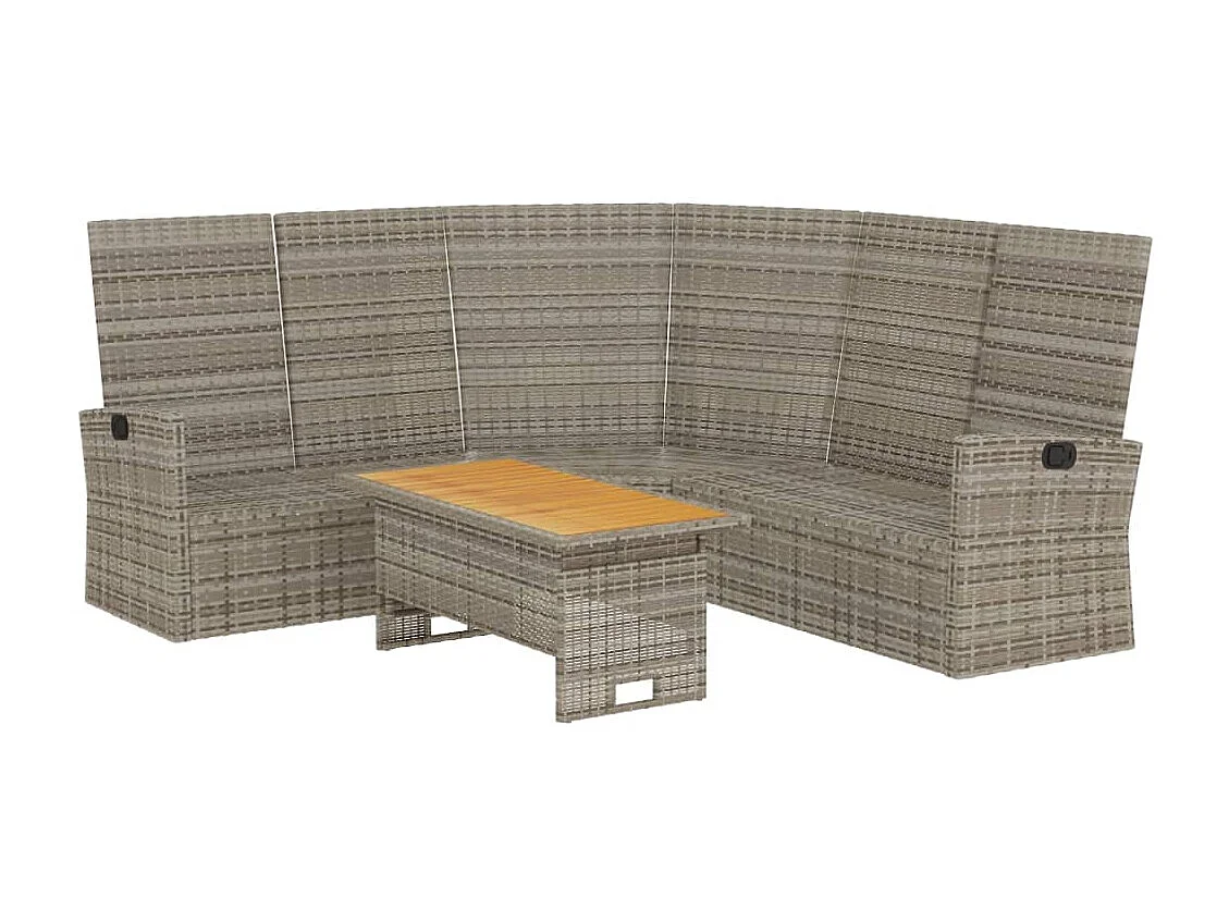 Salon de jardin 2 pcs avec coussins Gris Résine tressée