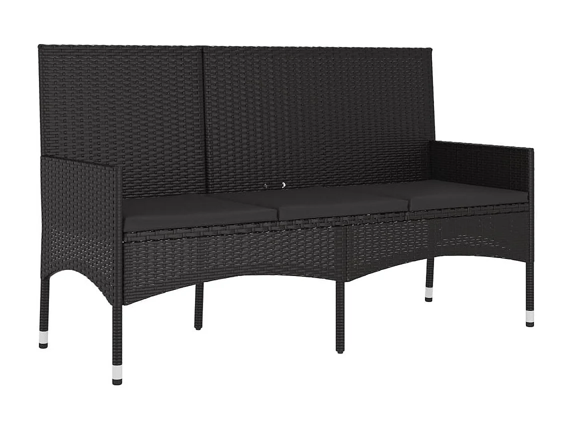 Salon de jardin 4 pcs avec coussins Noir Résine tressée