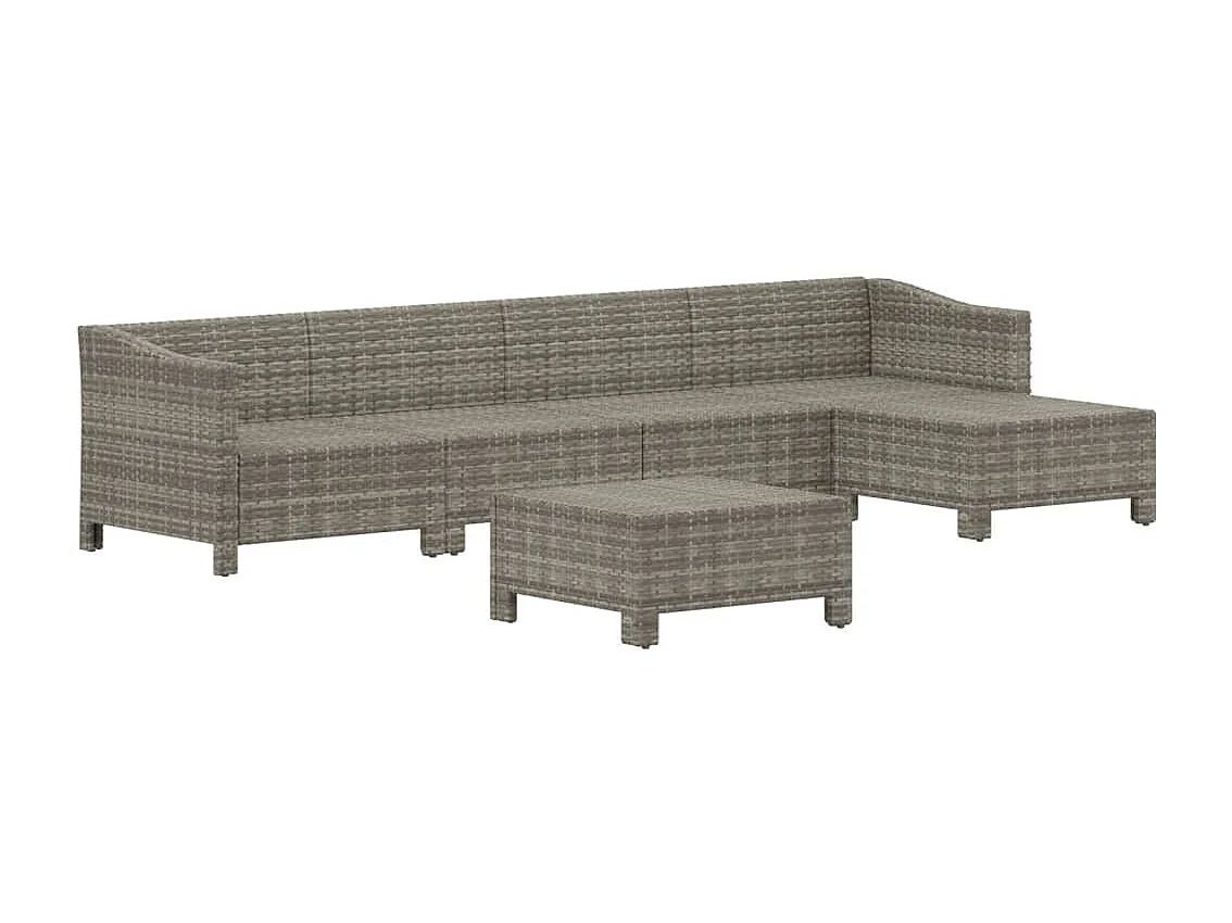 Salon de jardin 6 pcs avec coussins Gris Résine tressée