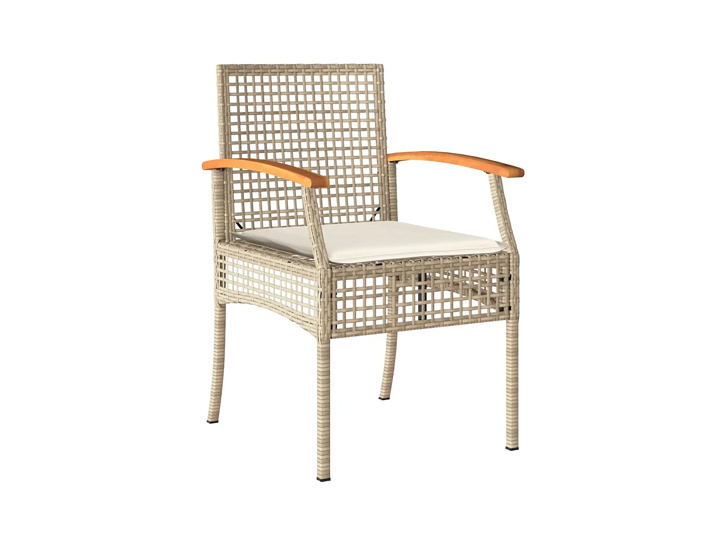 Ensemble à manger de jardin et coussins 3 pcs Beige poly rotin