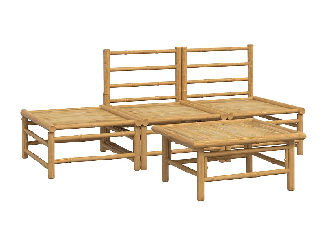 Salon de jardin 4 pcs avec coussins gris clair bambou