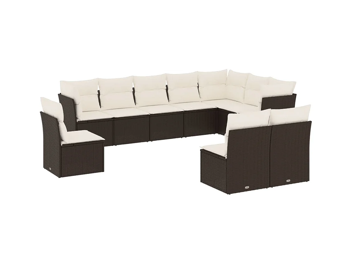 Salon de jardin 10 pcs avec coussins noir résine tressée