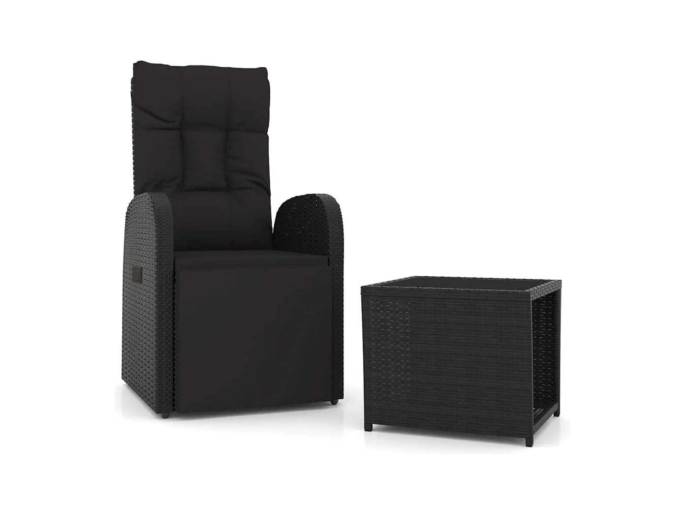 Ensemble de salon de jardin 2 pcs noir poly rotin et acier