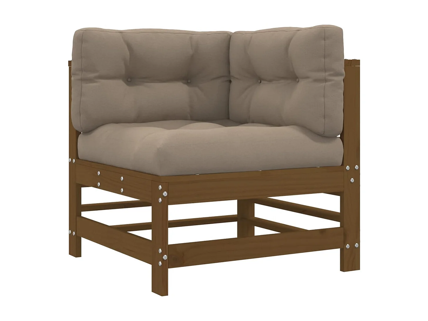 Salon de jardin 5 pcs avec coussins marron miel bois massif