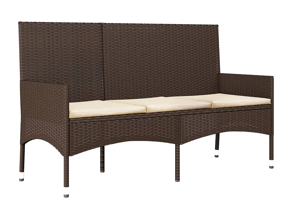 Salon de jardin 4 pcs avec coussins Marron Résine tressée