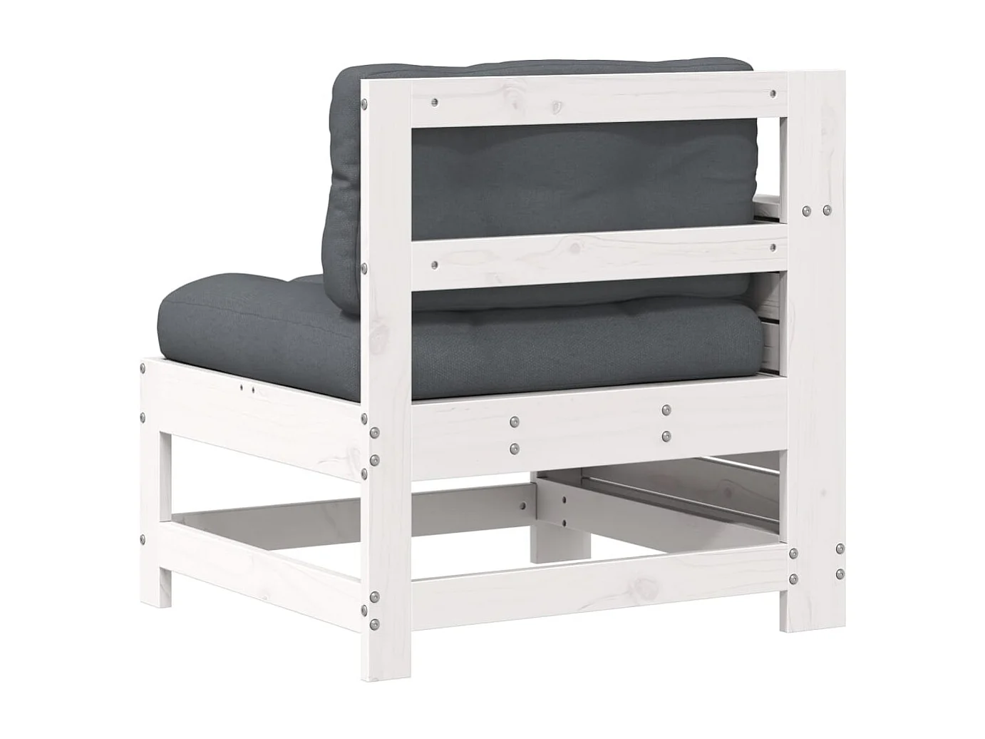 Canapé de jardin accoudoir et coussin blanc bois massif de pin