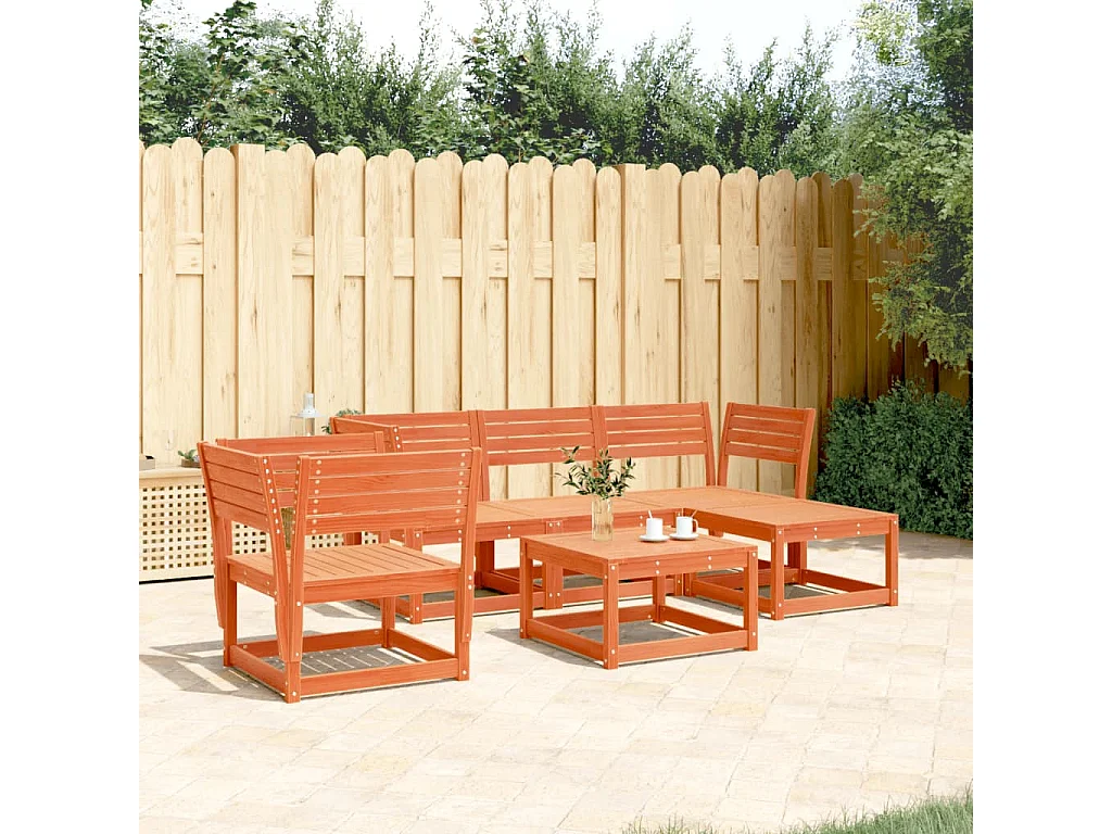 Salon de jardin 5 pcs marron bois de pin massif