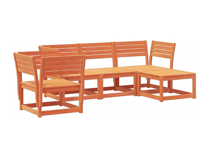 Salon de jardin 5 pcs marron bois de pin massif