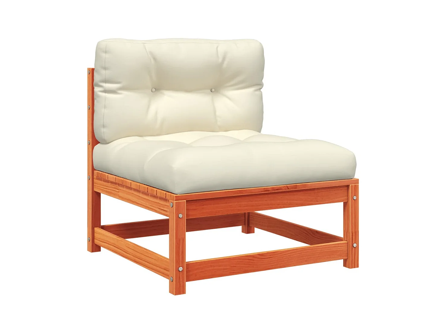 Salon de jardin 9 pcs avec coussins marron cire bois pin massif