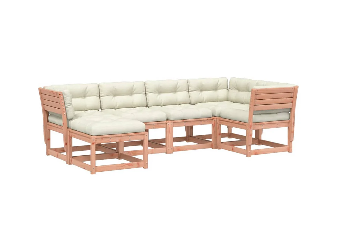 Salon de jardin 6 pcs avec coussins bois massif douglas
