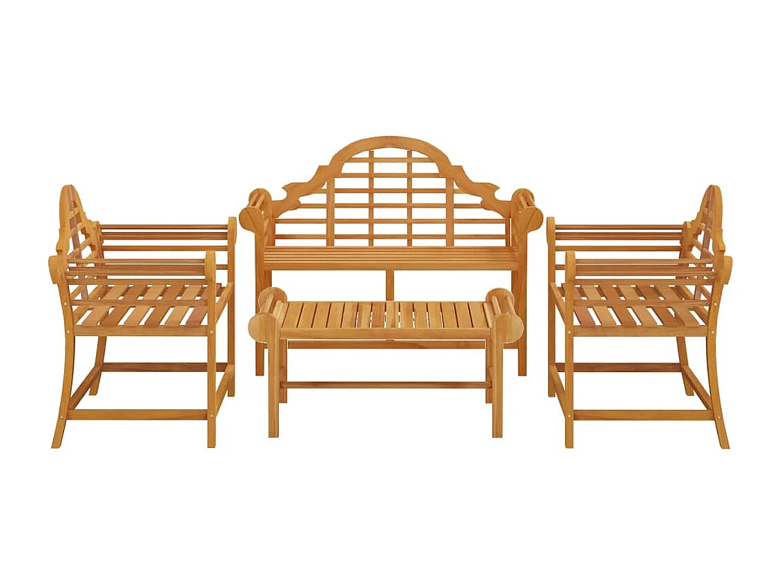 Salon de jardin 4 pcs Bois de teck solide