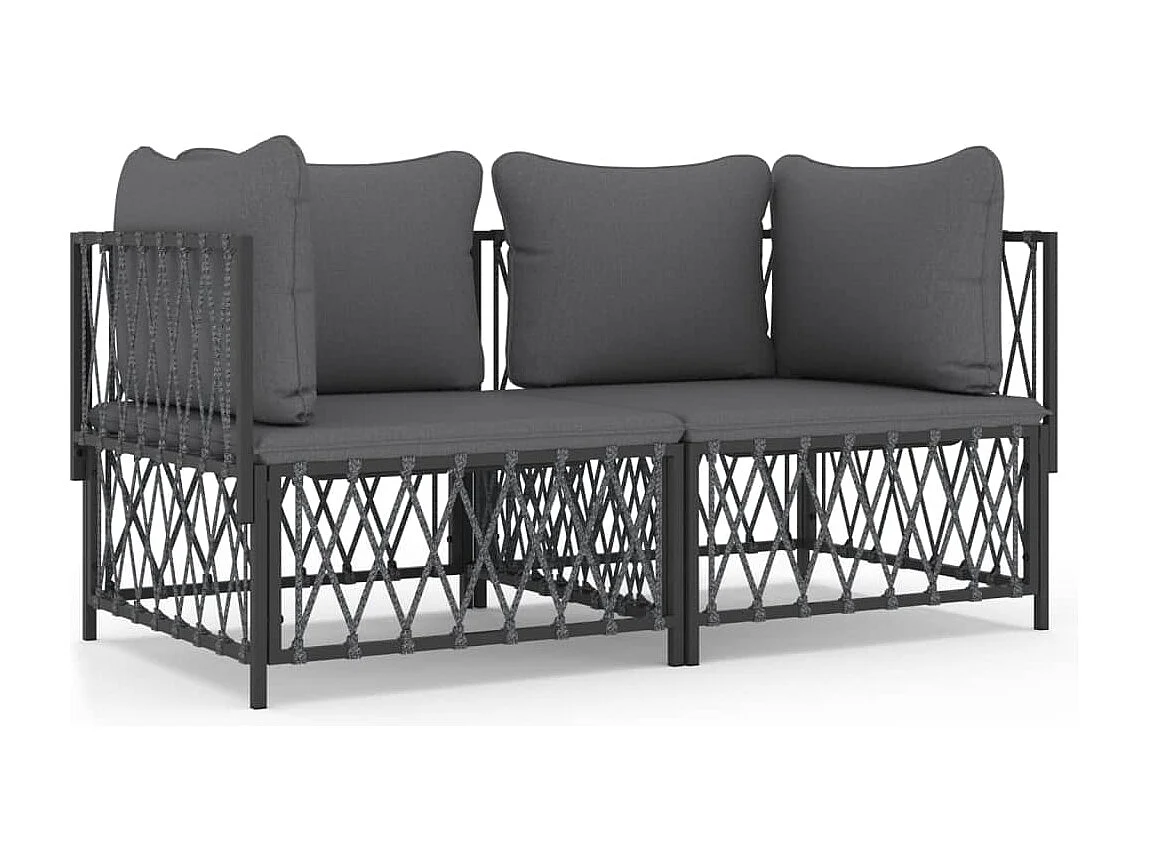 Salon de jardin avec coussins 2 pcs anthracite acier