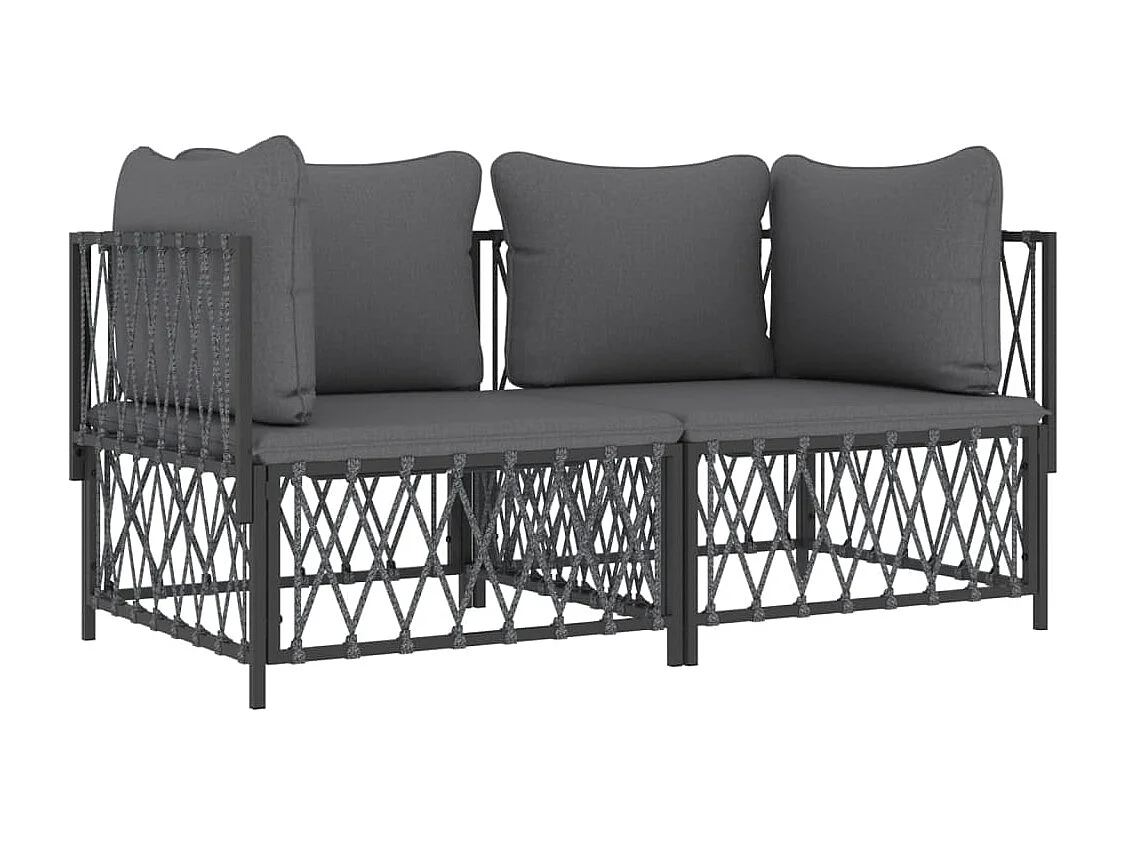 Salon de jardin avec coussins 2 pcs anthracite acier