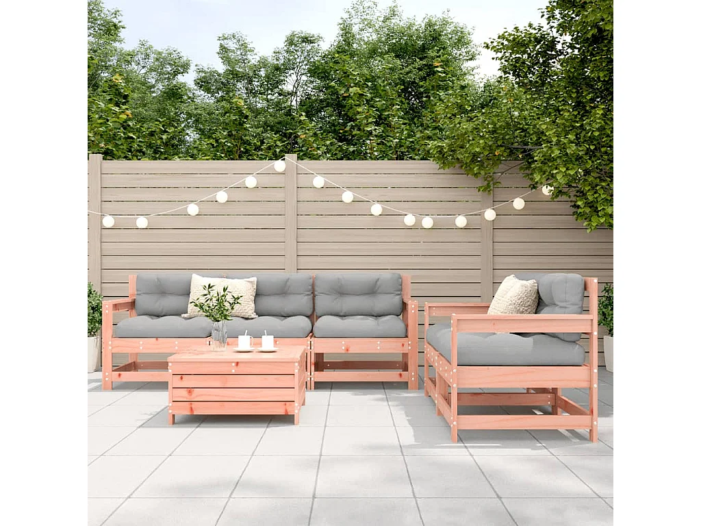 Salon de jardin 6 pcs bois massif sapin de douglas