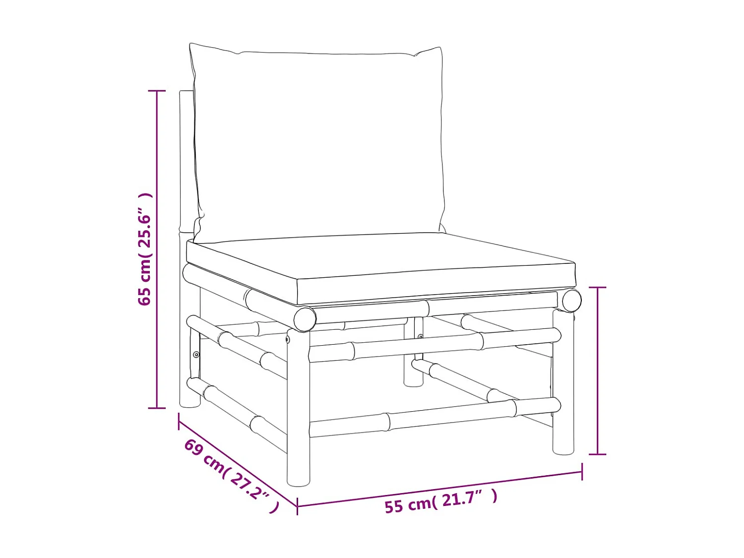 Salon de jardin 7 pcs avec coussins gris clair bambou