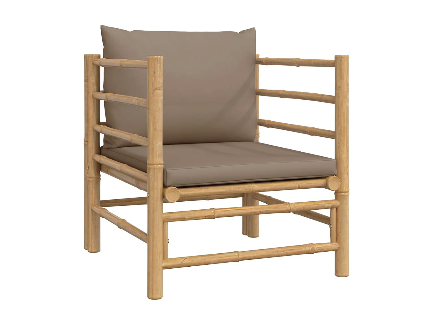 Salon de jardin 6 pcs avec coussins taupe bambou