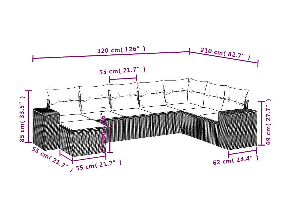 Salon de jardin avec coussins 8 pcs beige résine tressée
