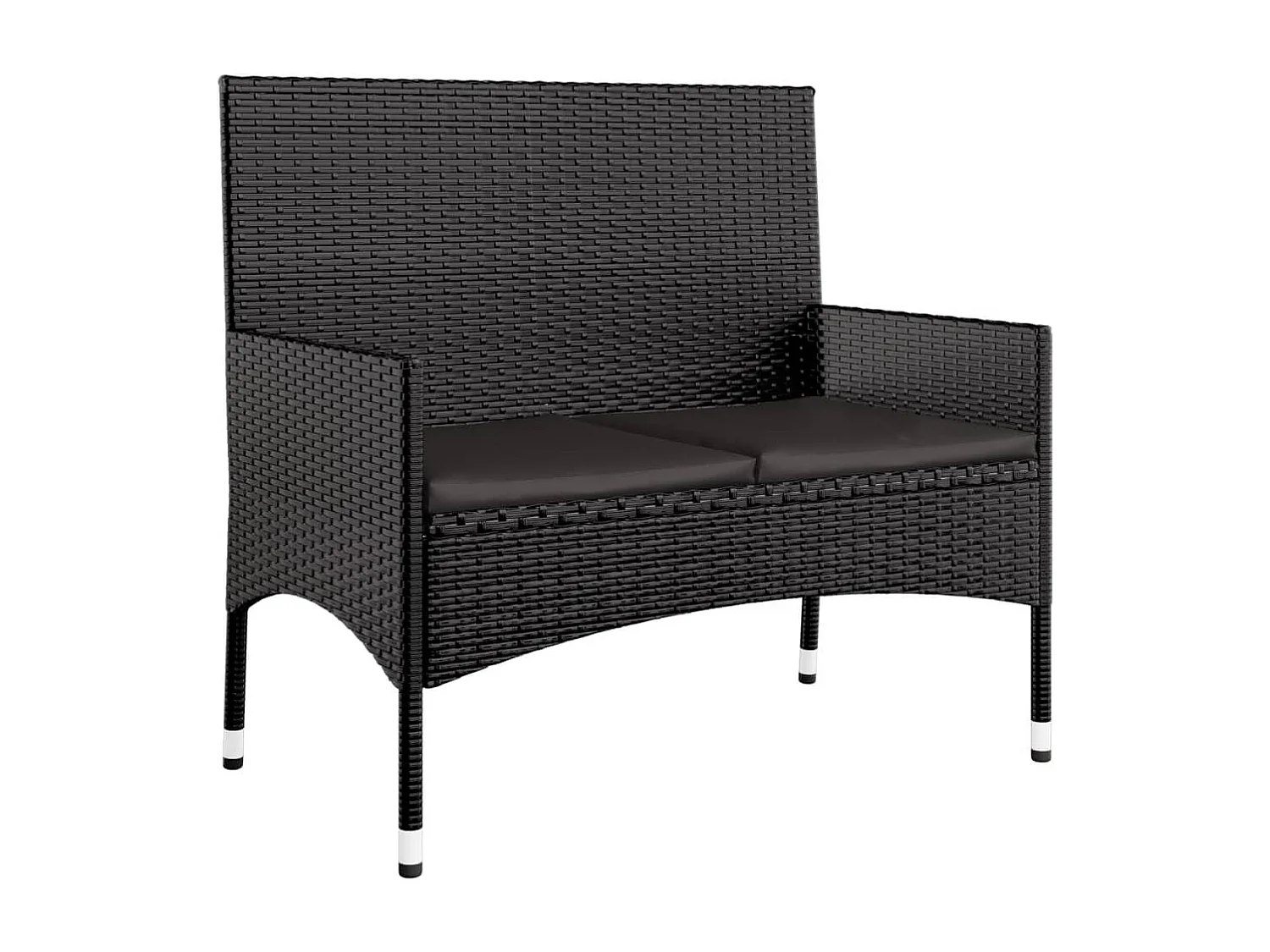 Salon de jardin 4 pcs avec coussins Noir Résine tressée