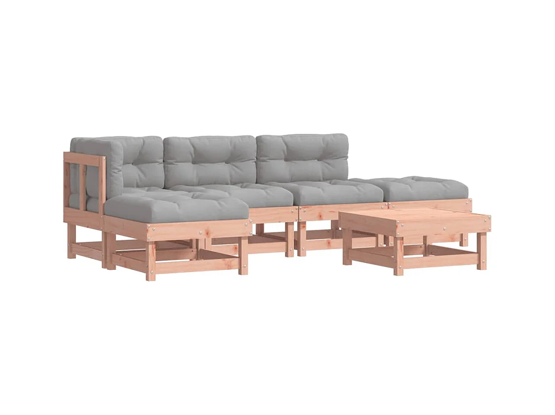 Salon de jardin 6 pcs avec coussins bois massif Douglas