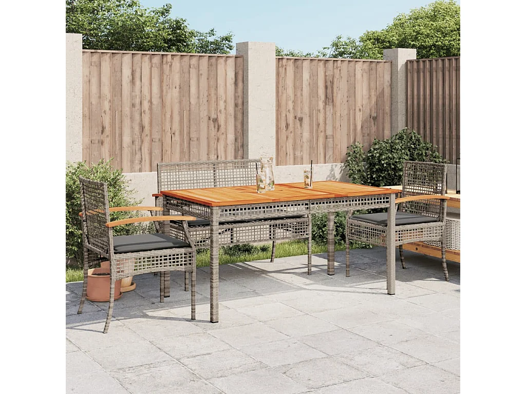 Ensemble à manger de jardin 5 pcs coussins gris résine tressée