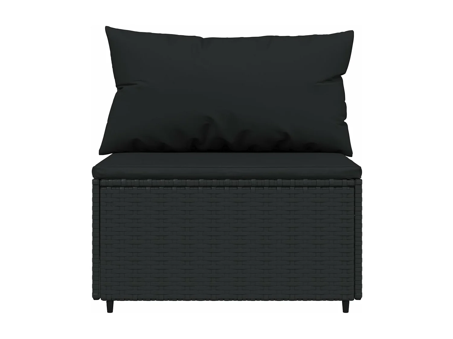 Salon de jardin 3 pcs avec coussins Noir Résine tressée