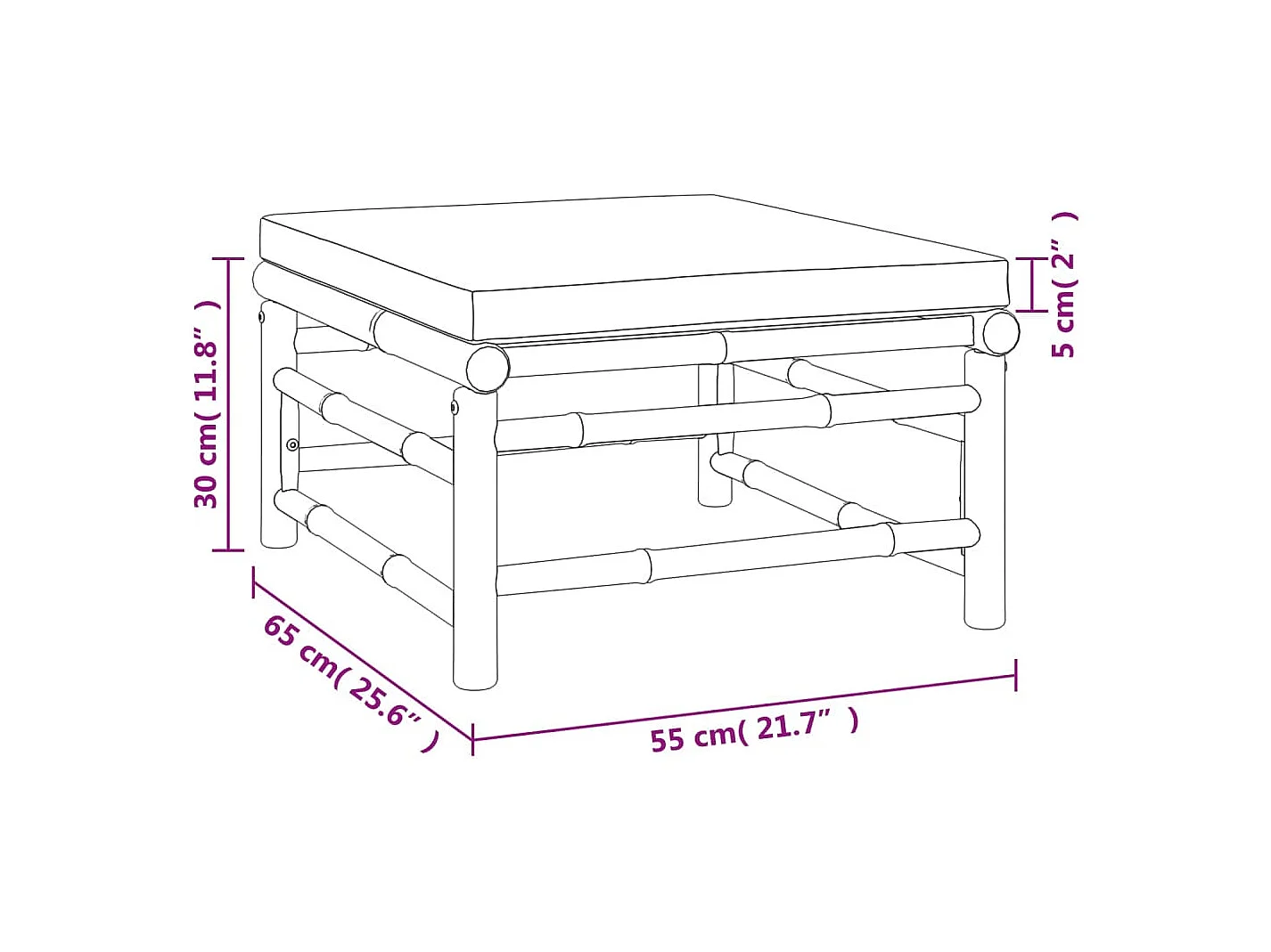 vidaXL Set de muebles de jardín 8 piezas bambú y cojines gris taupé Marrón