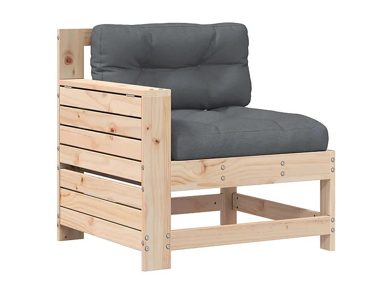 Canapé de jardin accoudoir avec coussin bois massif de pin