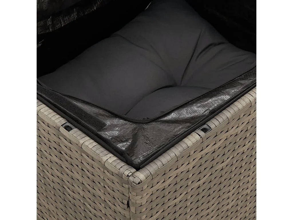 Salon de jardin avec coussins 10 pcs gris résine tressée