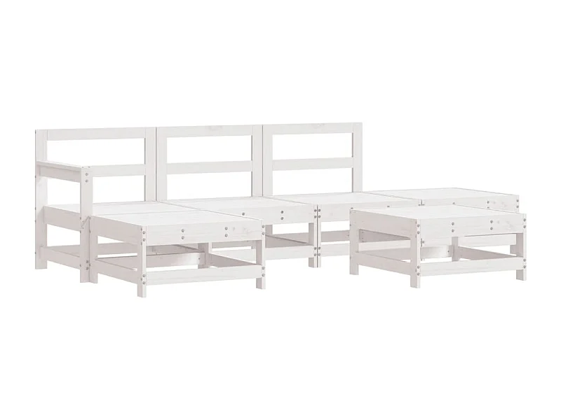 Salon de jardin 6 pcs Blanc Bois de pin massif