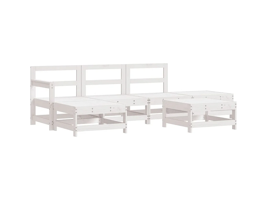 Salon de jardin 6 pcs Blanc Bois de pin massif