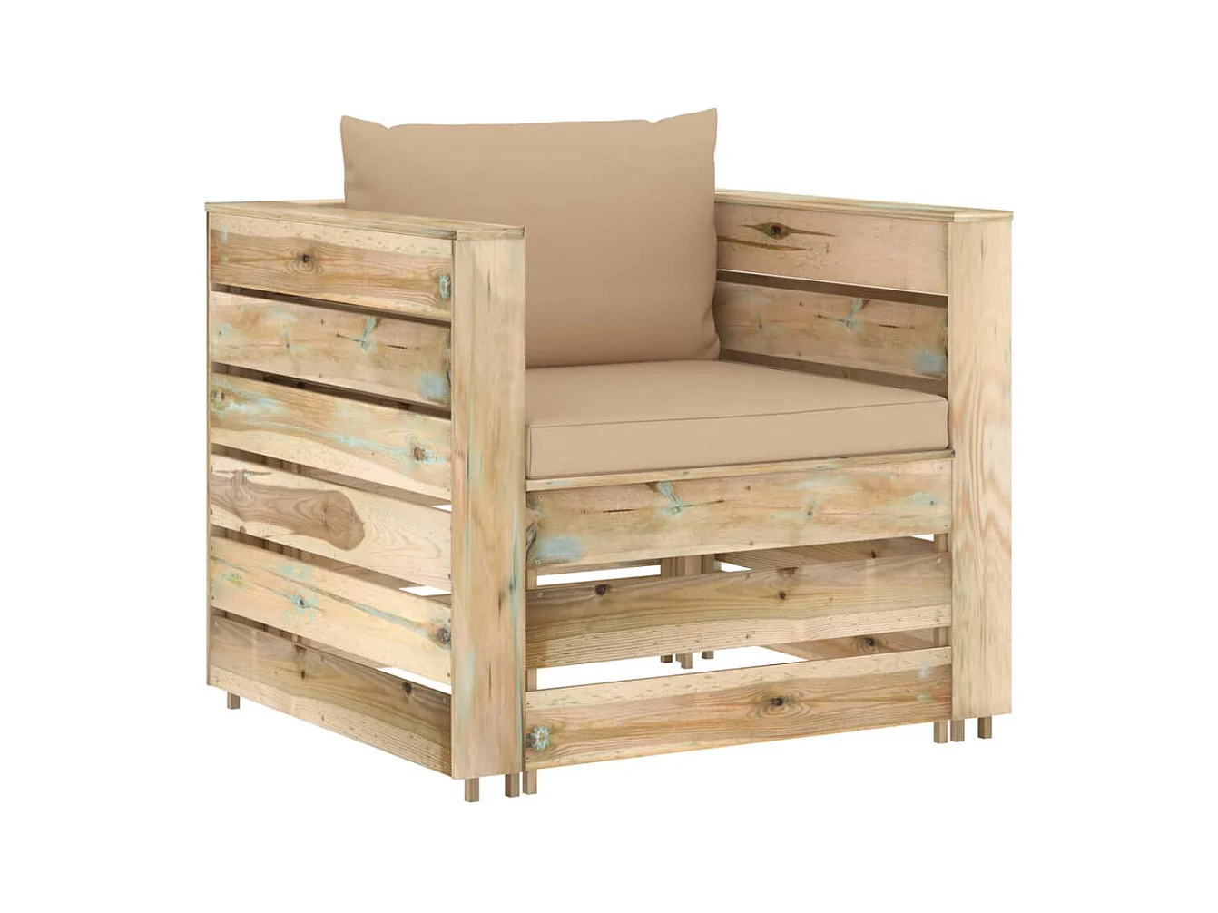 Salon de jardin 2 pcs avec coussins Bois imprégné de vert