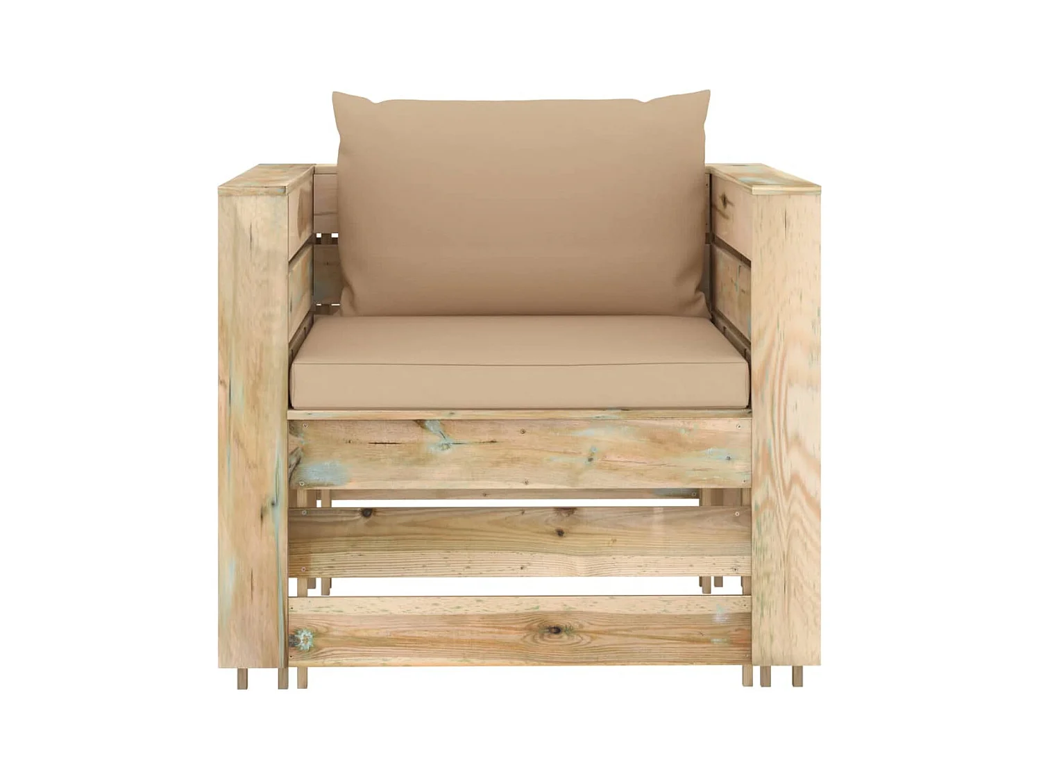 Salon de jardin 2 pcs avec coussins Bois imprégné de vert