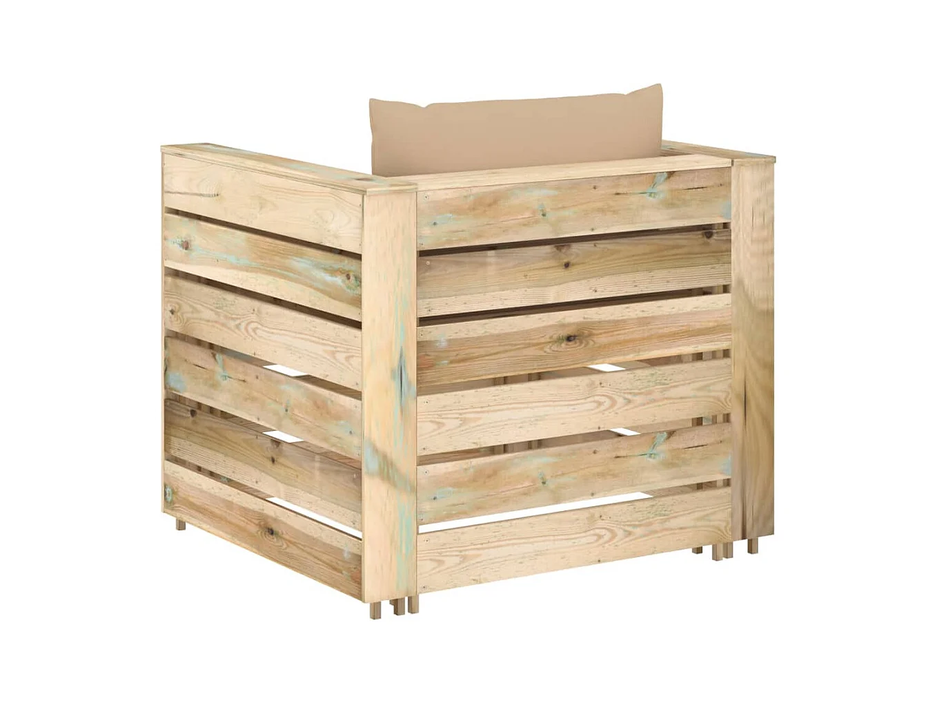 Salon de jardin 2 pcs avec coussins Bois imprégné de vert