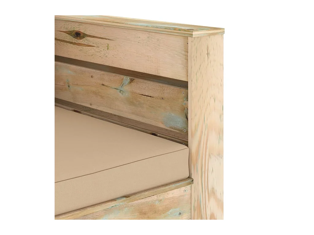Salon de jardin 2 pcs avec coussins Bois imprégné de vert