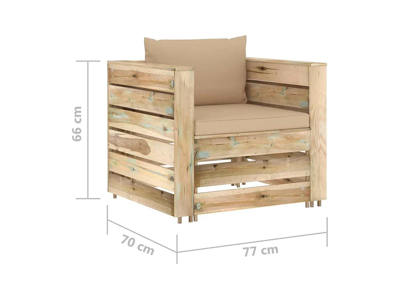 Salon de jardin 2 pcs avec coussins Bois imprégné de vert